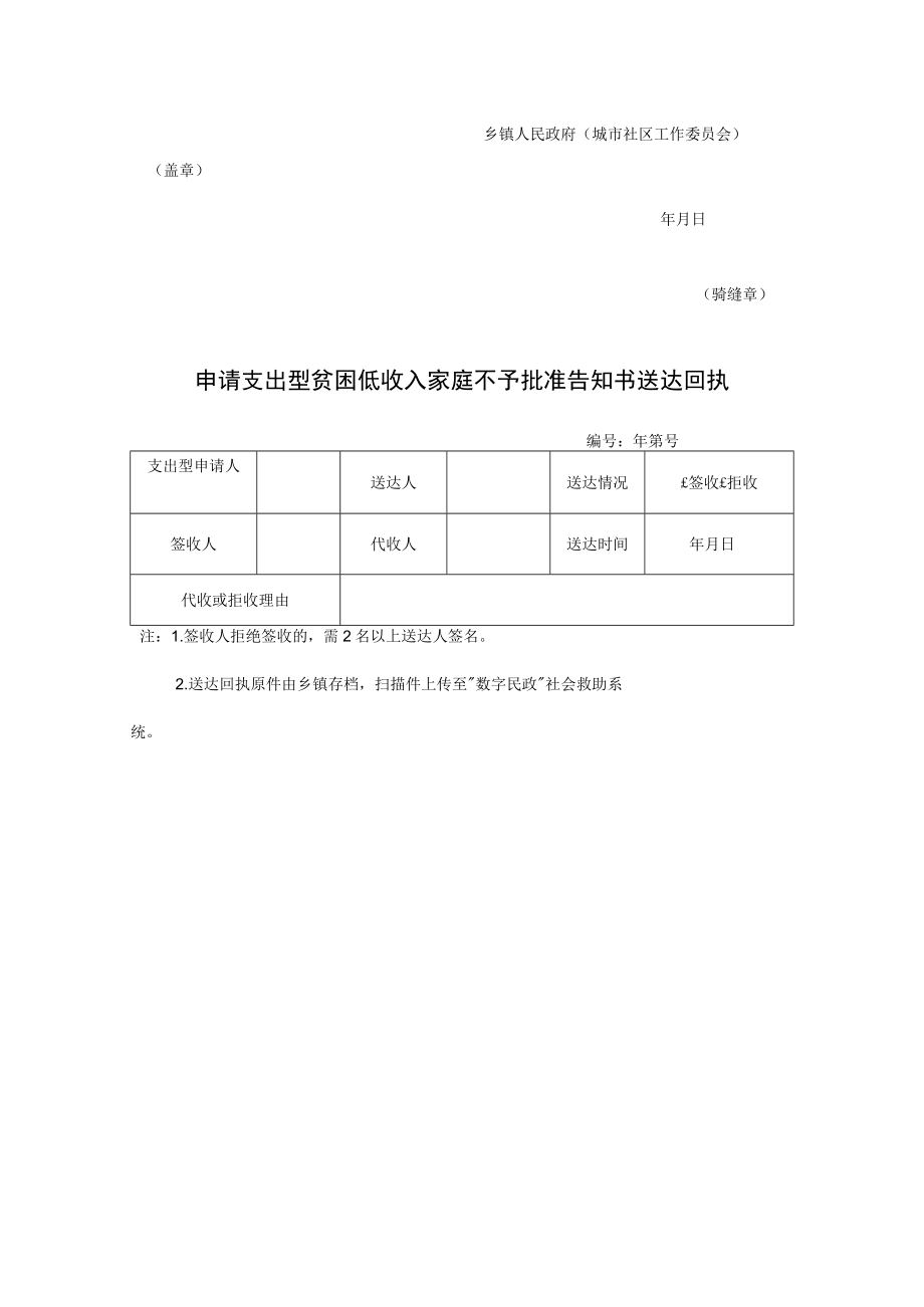 申请支出型贫困低收入家庭不予批准告知书.docx_第2页