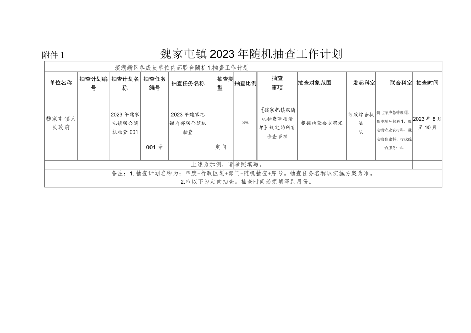 魏家屯镇2023年随机抽查工作计划.docx_第1页