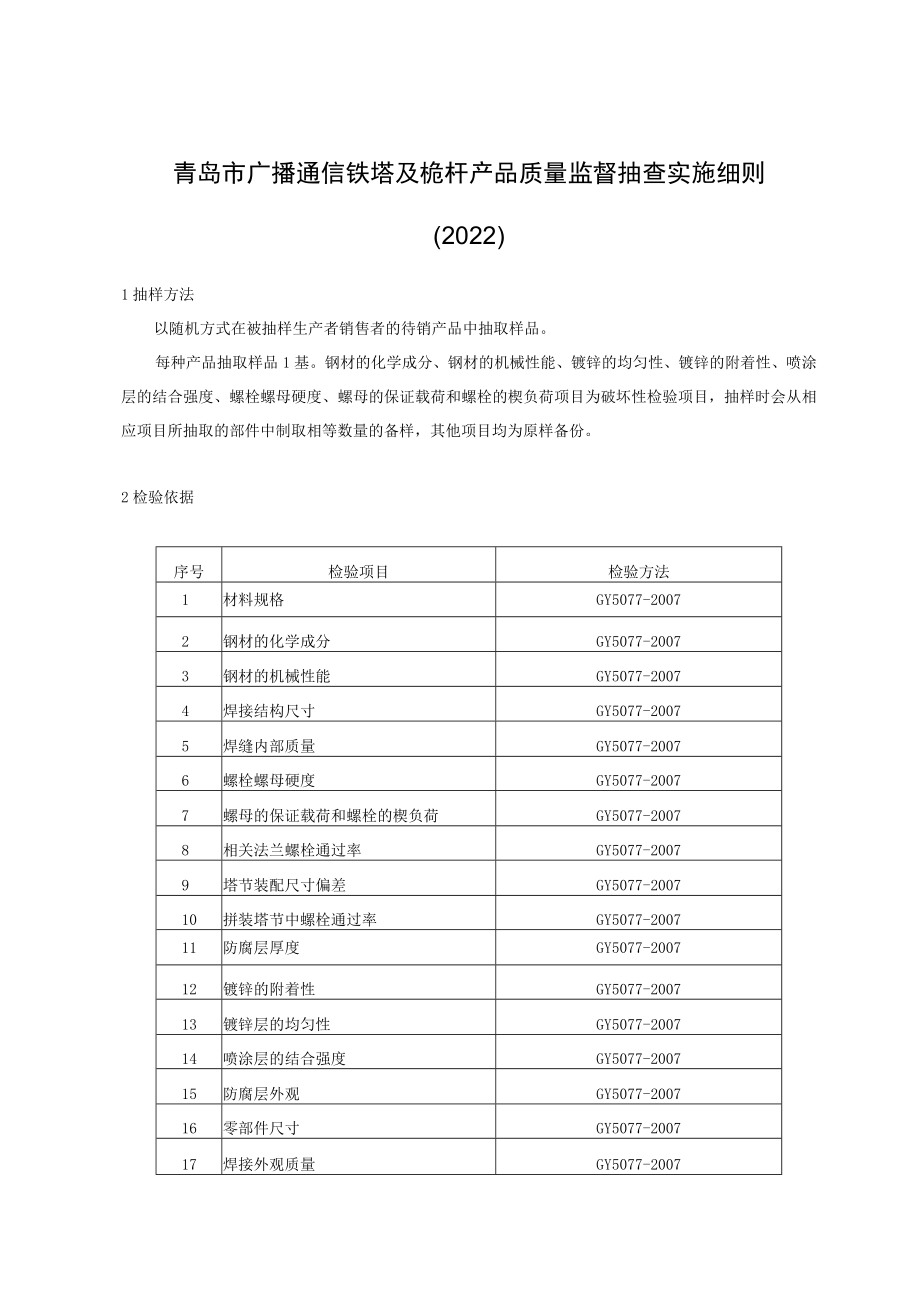 青岛市广播通信铁塔及桅杆产品质量监督抽查实施细则2022.docx_第1页