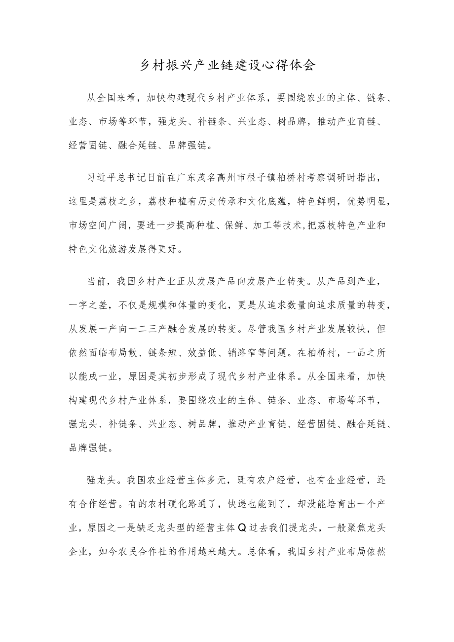 乡村振兴产业链建设心得体会.docx_第1页