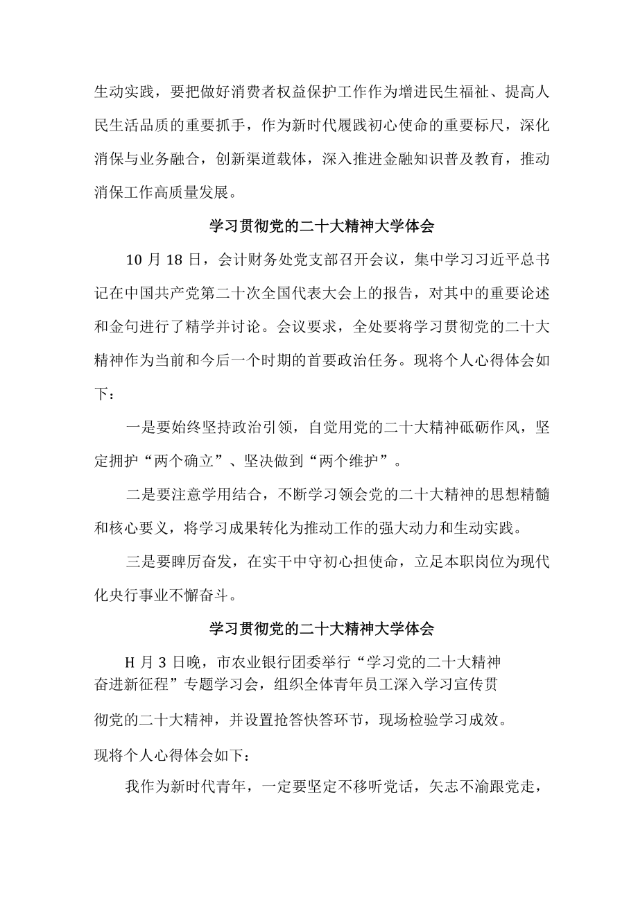 农商行工作员学习贯彻党的二十大精神心得体会 （合计10份）.docx_第2页