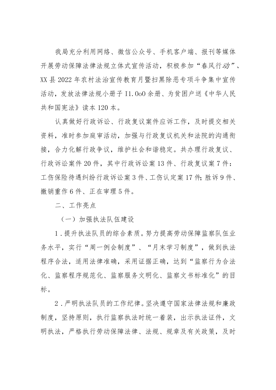 XX县人力资源和社会保障局2022年行政执法工作总结.docx_第2页