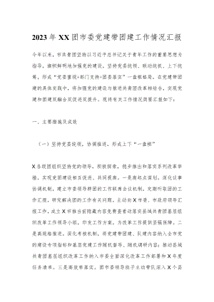 2023年XX团市委党建带团建工作情况汇报.docx