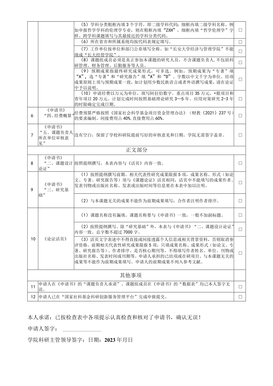 长安大学2023年度国家社会科学基金项目申报形式检查表.docx_第2页