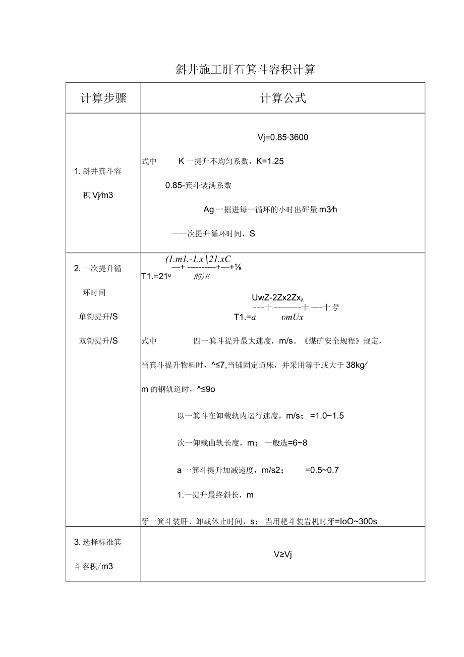 斜井施工矸石箕斗容积计算.docx_第1页