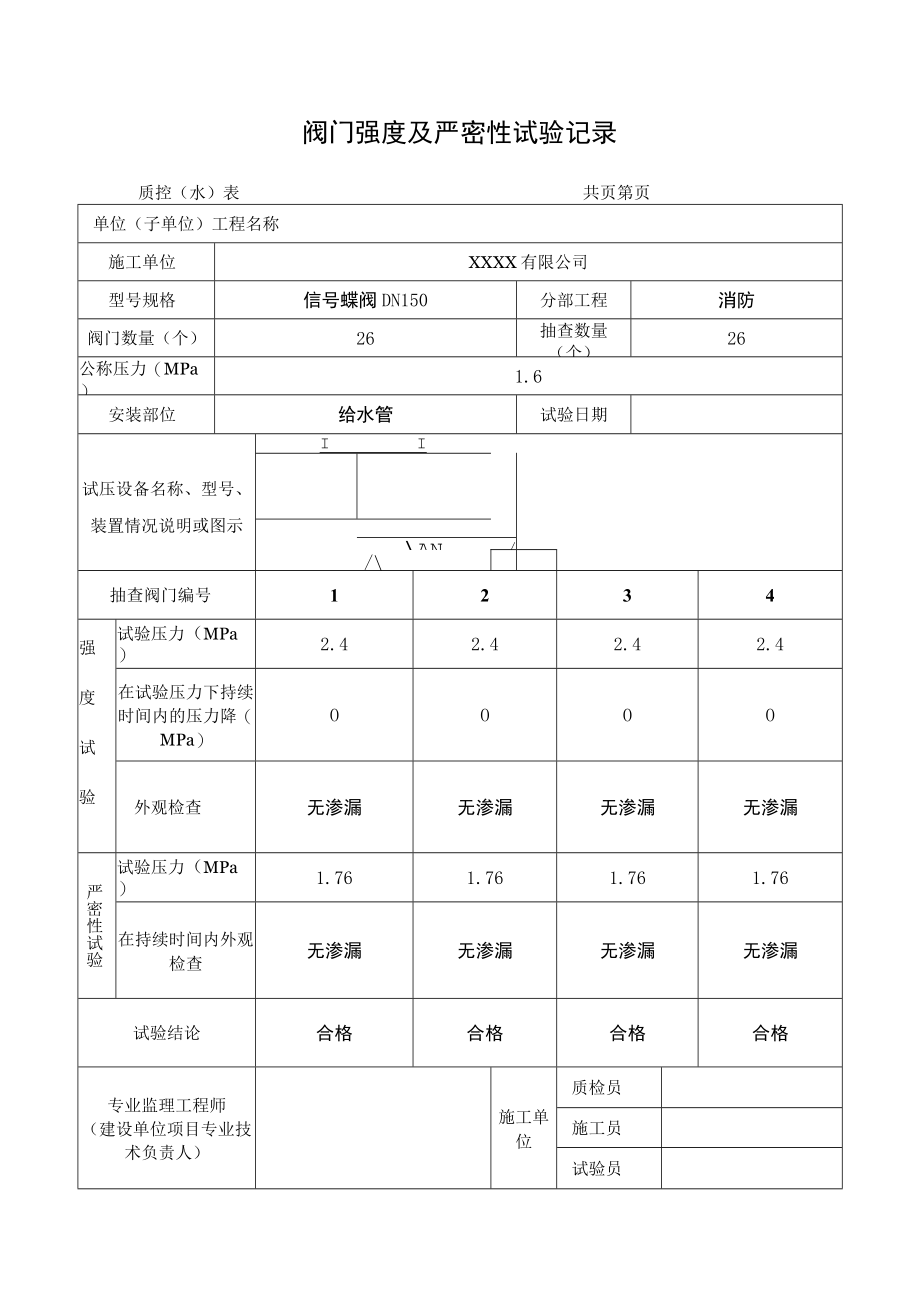 阀门强度及严密性试验记录.docx_第1页