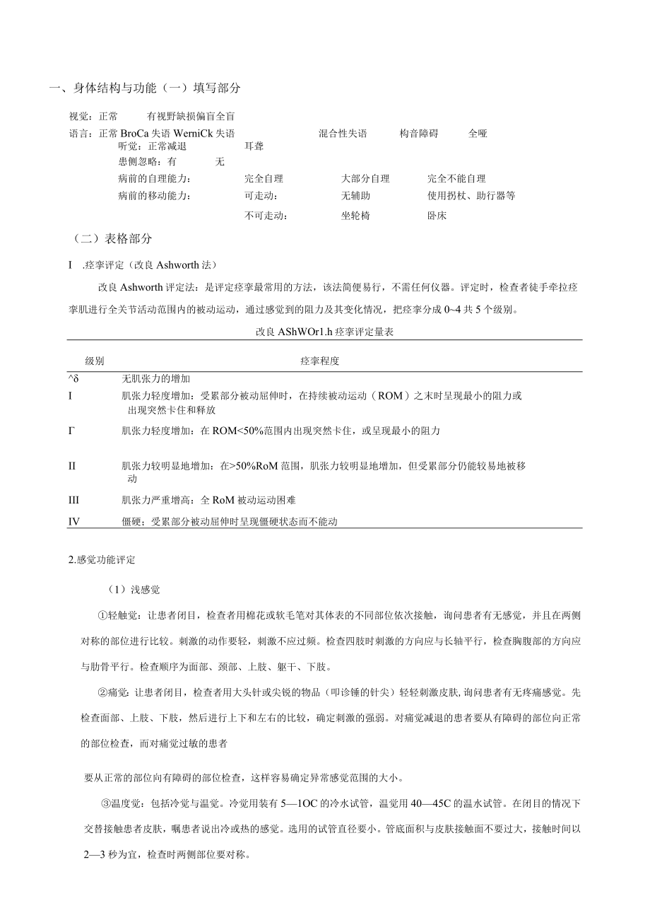 康复医学科偏瘫病人康复评定内容与标准.docx_第2页