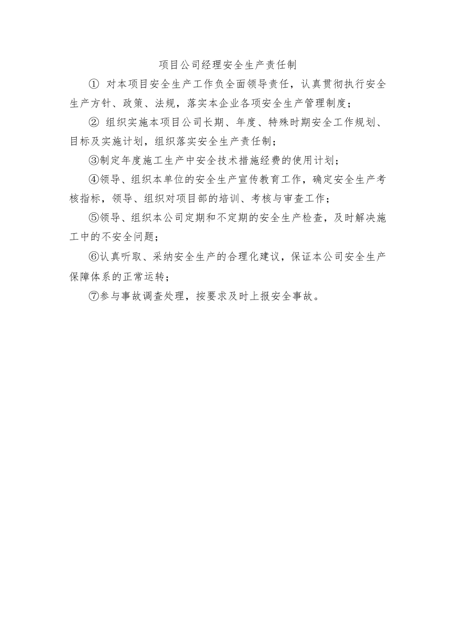 项目公司经理安全生产责任制.docx_第1页