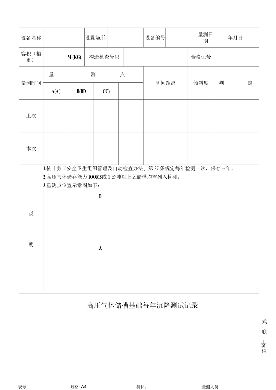 高压气体储槽基础每年沉降测试记录.docx_第1页