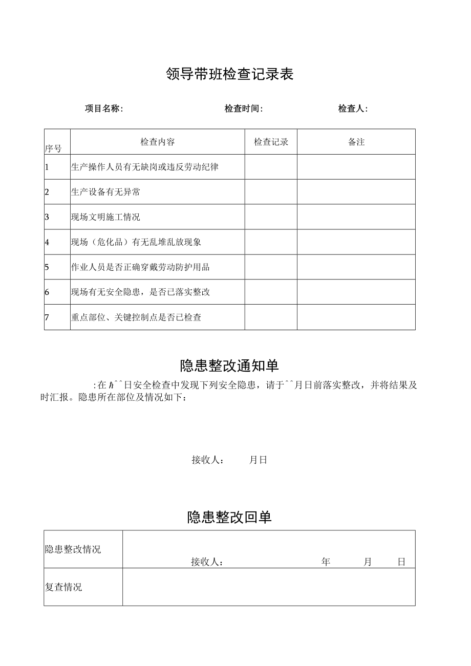 领导带班检查记录表.docx_第1页