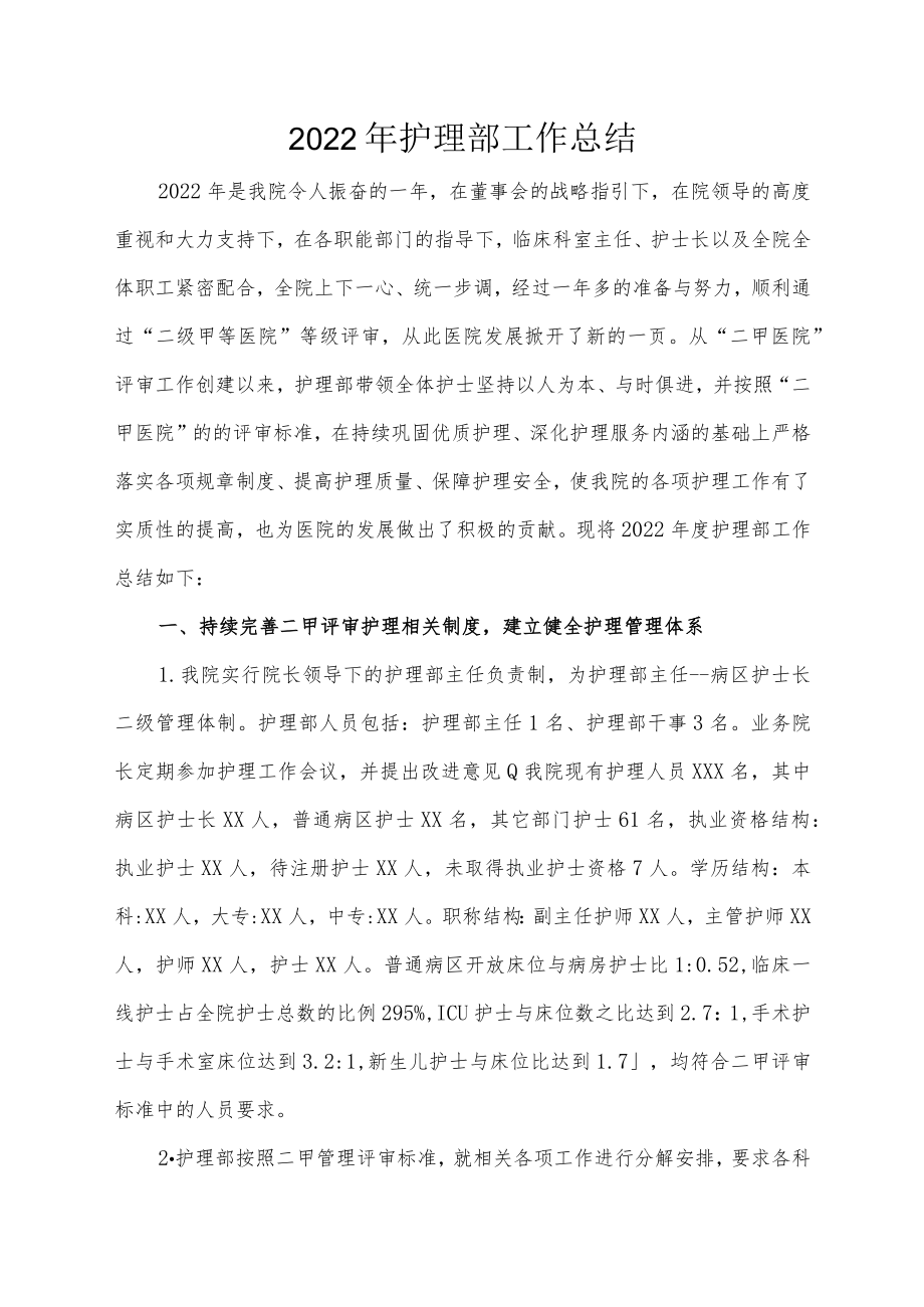 2022年护理部工作总结.docx_第1页