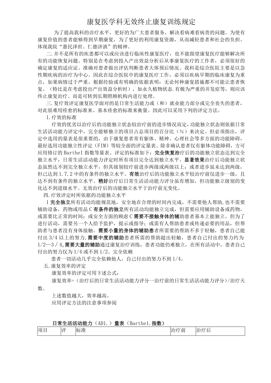 康复医学科无效终止康复训练.docx_第1页