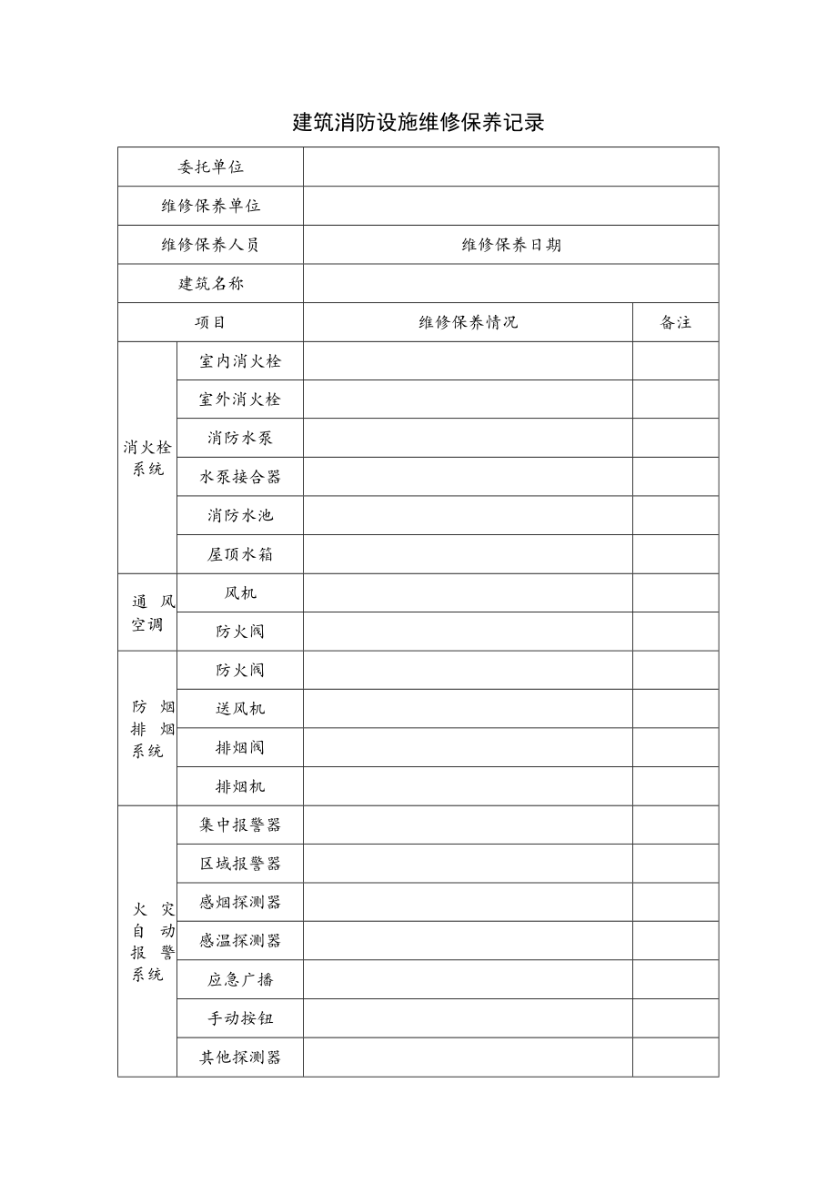 建筑消防设施维修保养记录.docx_第1页