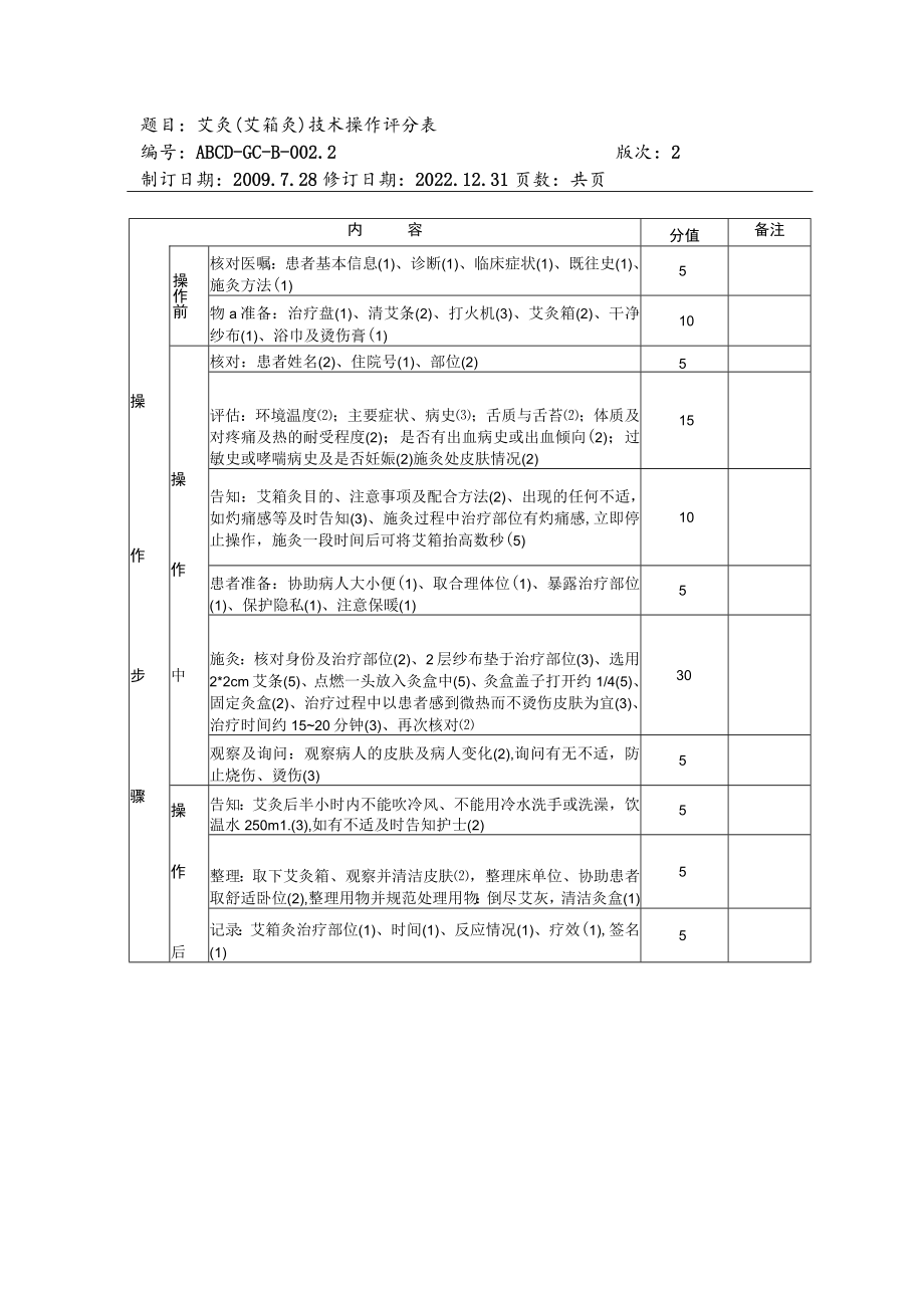 中医护理技术操作艾灸(艾箱灸)技术操作流程与考核评分标准.docx_第3页