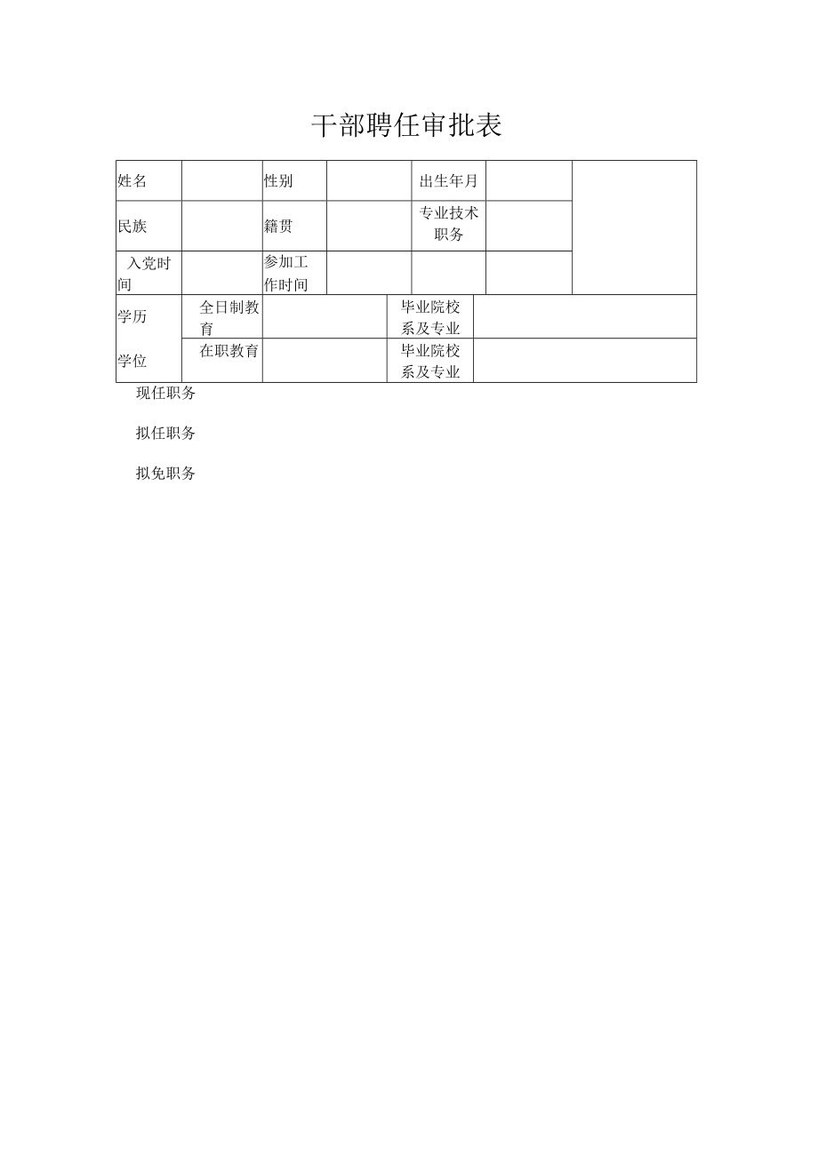 干部聘任审批表.docx_第1页