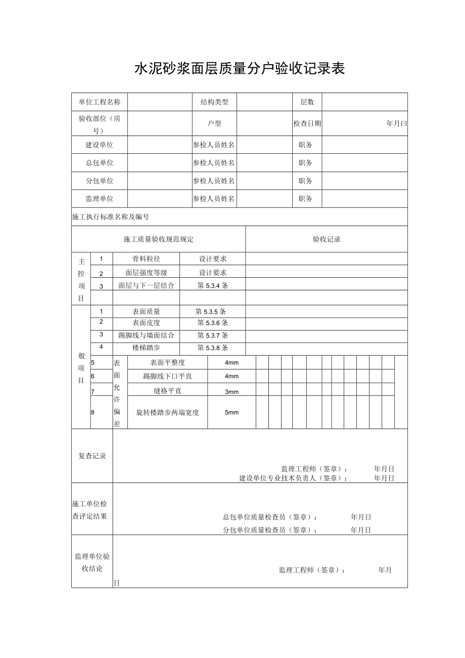 水泥砂浆面层质量分户验收记录表.docx_第1页