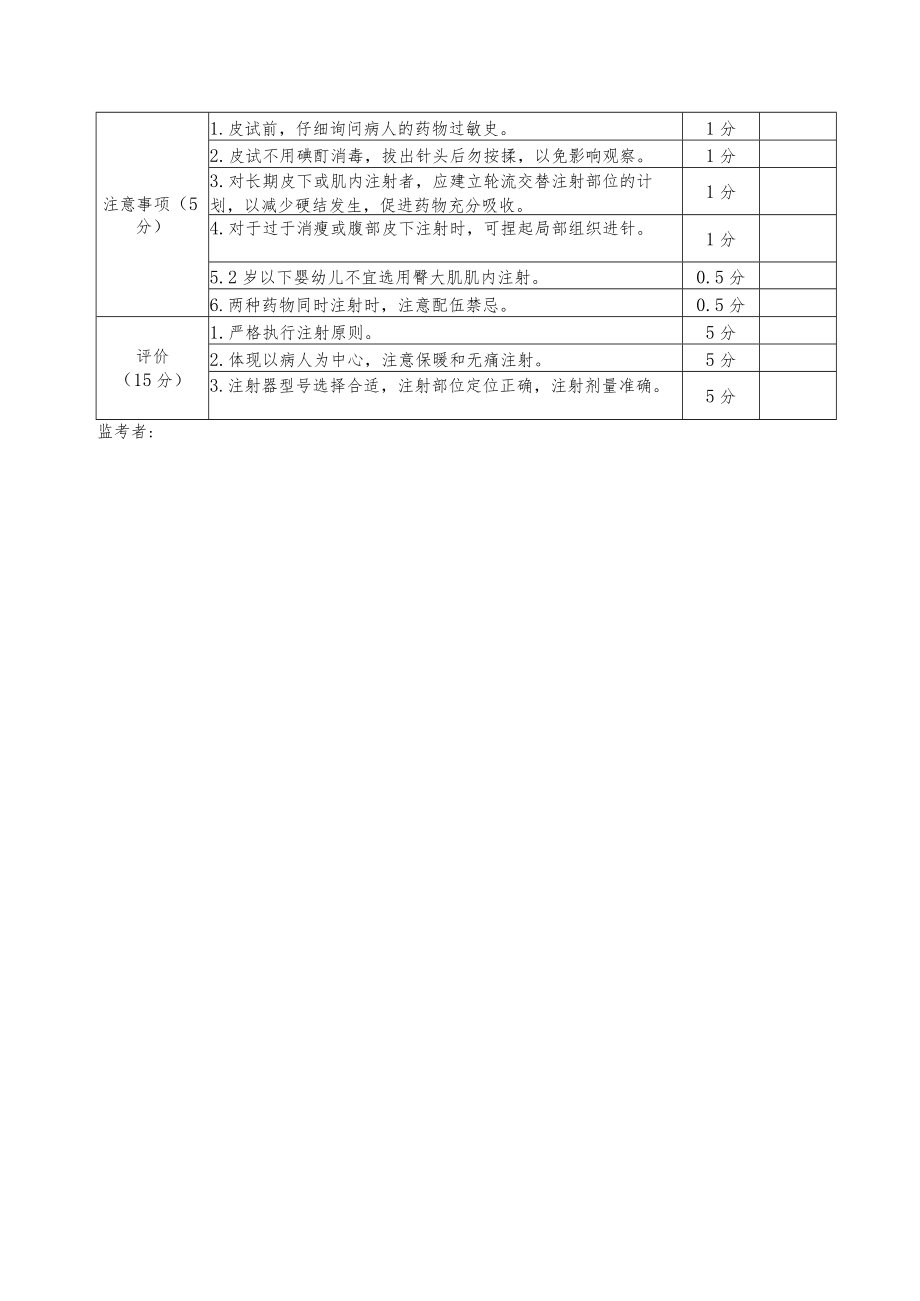 皮内皮下肌内注射法三基操作考核评分标准.docx_第3页