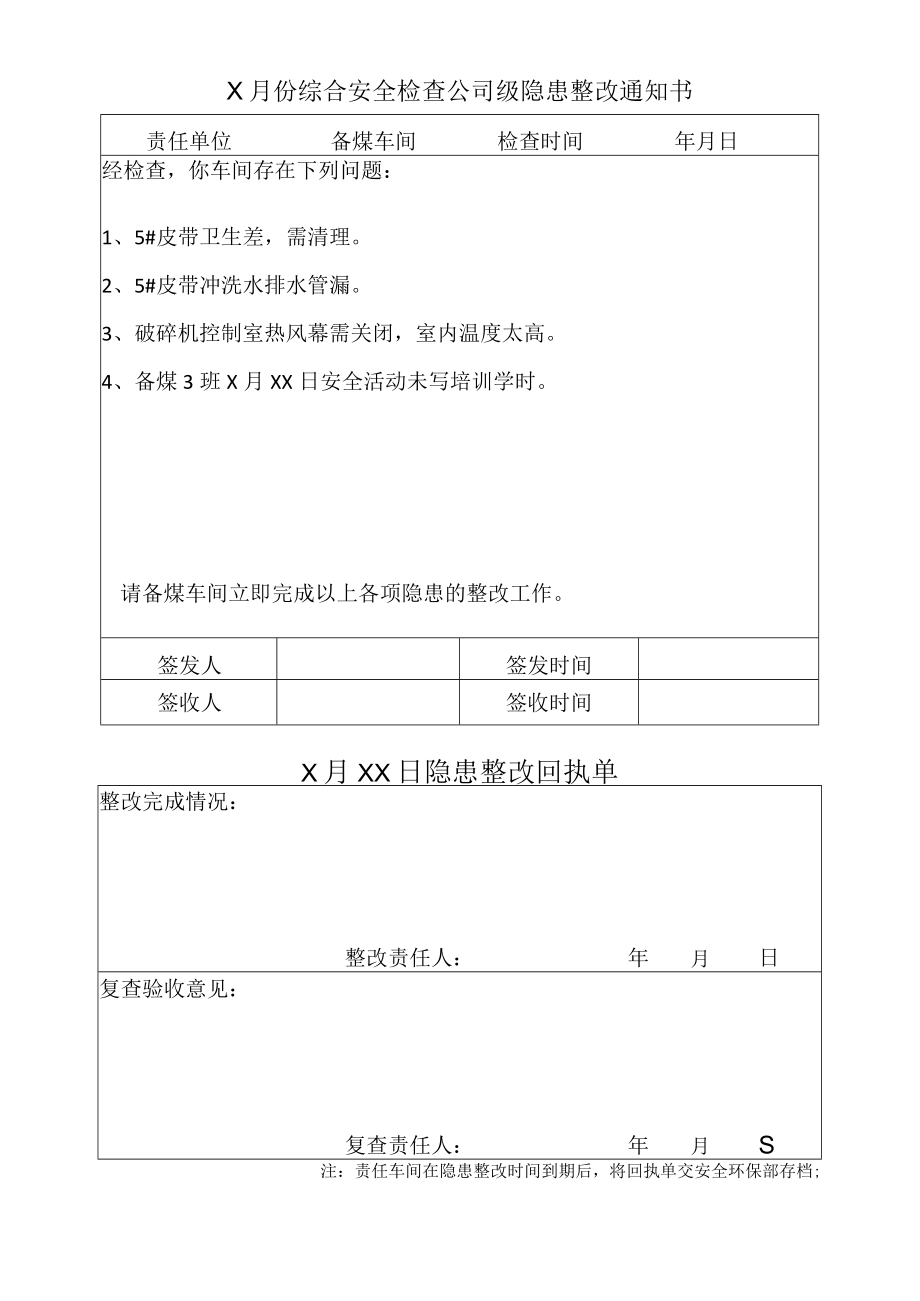 备煤车间安全检查隐患.docx_第1页