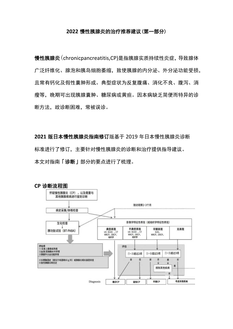 2022慢性胰腺炎的治疗推荐建议（第一部分）.docx_第1页