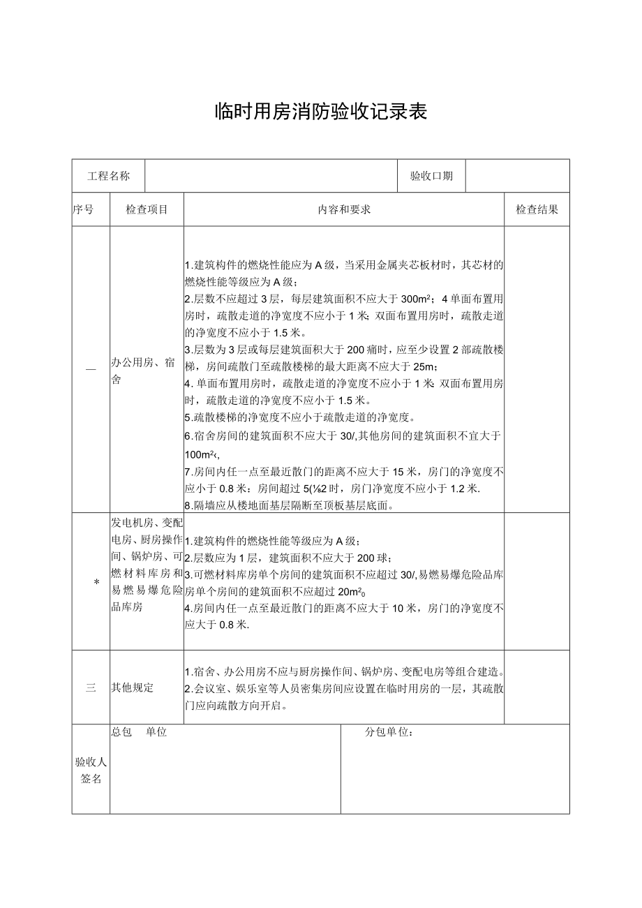 临时用房消防验收记录表.docx_第1页