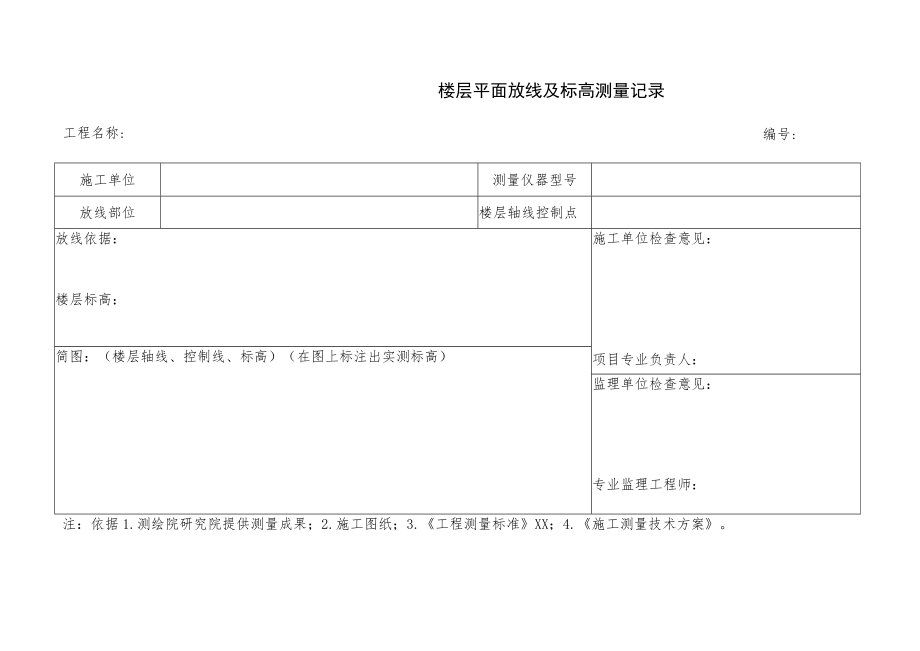 楼层平面放线及标高测量记录.docx_第1页