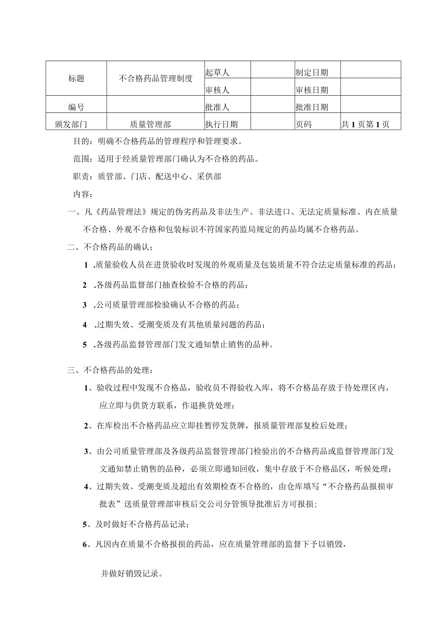 不合格药品管理制度.docx_第1页