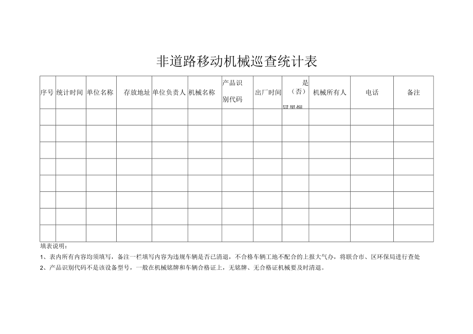 非道路移动机械巡查统计表.docx_第1页