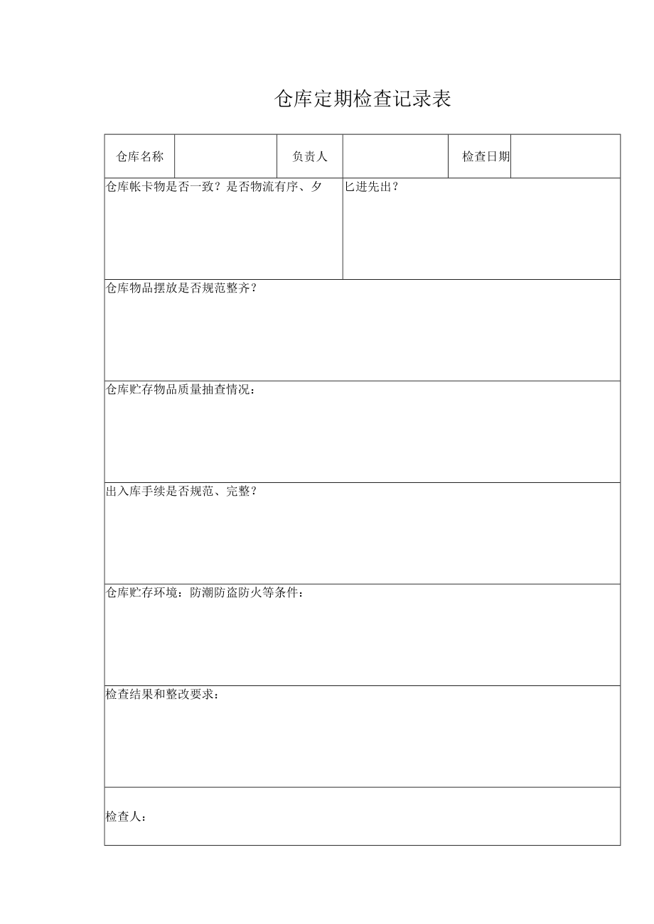 仓库定期检查记录表.docx_第1页