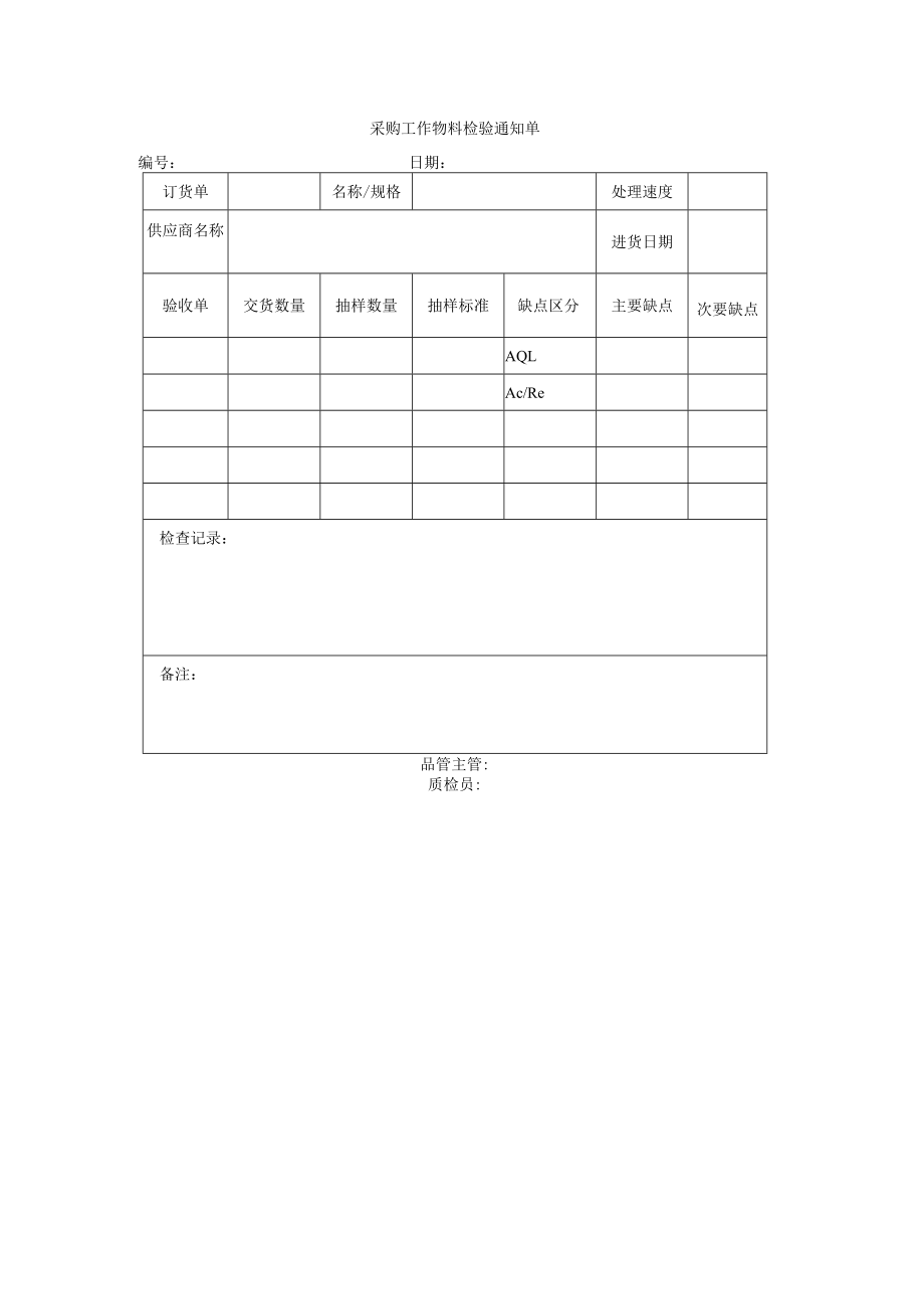 采购工作物料检验通知单.docx_第1页