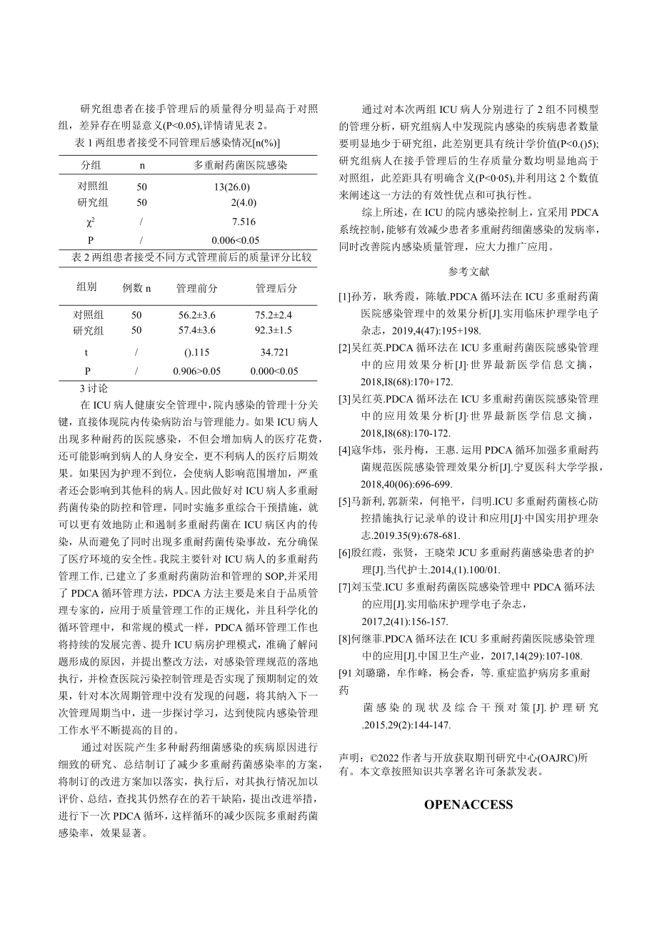 PDCA循环法在ICU多重耐药菌医院感染管理中的效果分析.docx_第3页