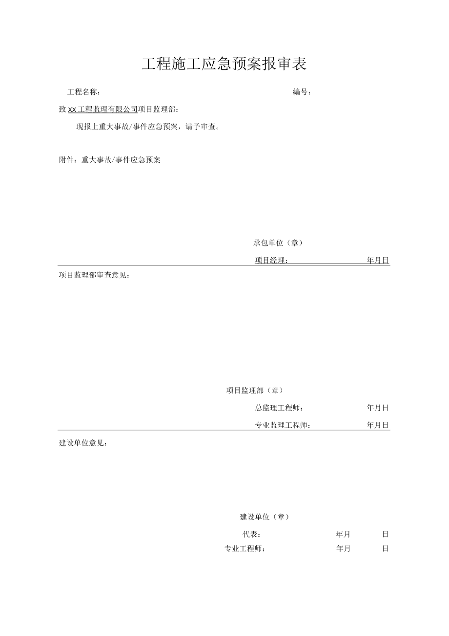 工程施工应急预案报审表.docx_第1页