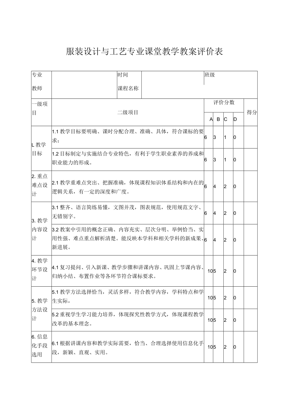 服装设计与工艺专业课堂教学评价标准.docx_第3页