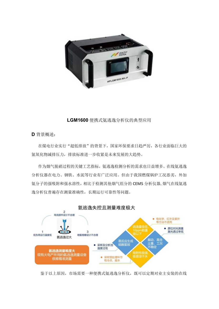 LGM1600便携式氨逃逸分析仪的典型应用.docx_第1页