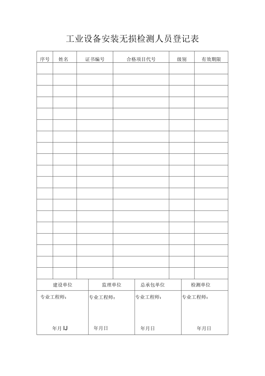 工业设备安装无损检测人员登记表.docx_第1页