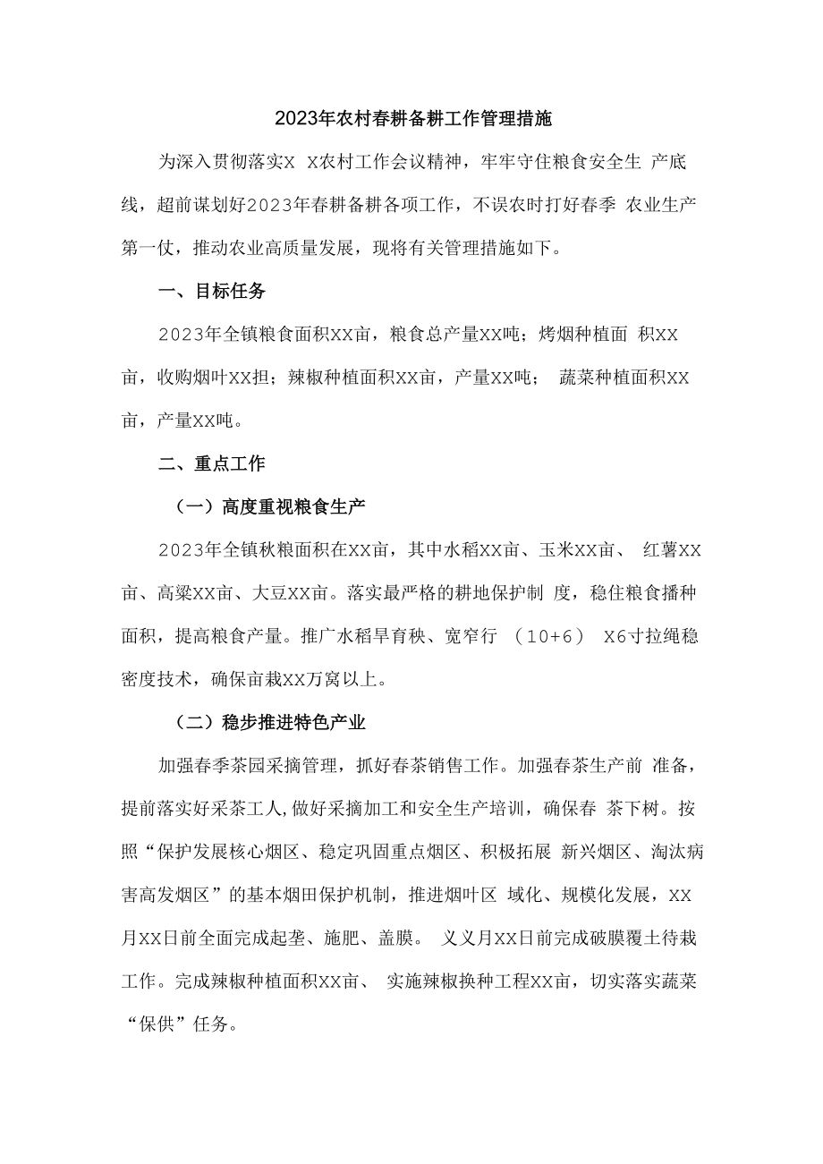 2023年春耕备耕专项管理工作措施 （合计2份）.docx_第1页