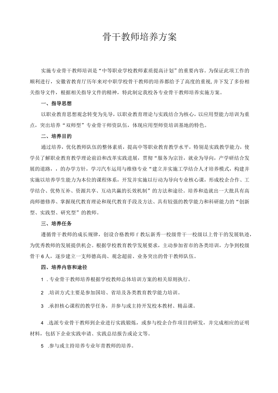 骨干教师培养方案.docx_第1页