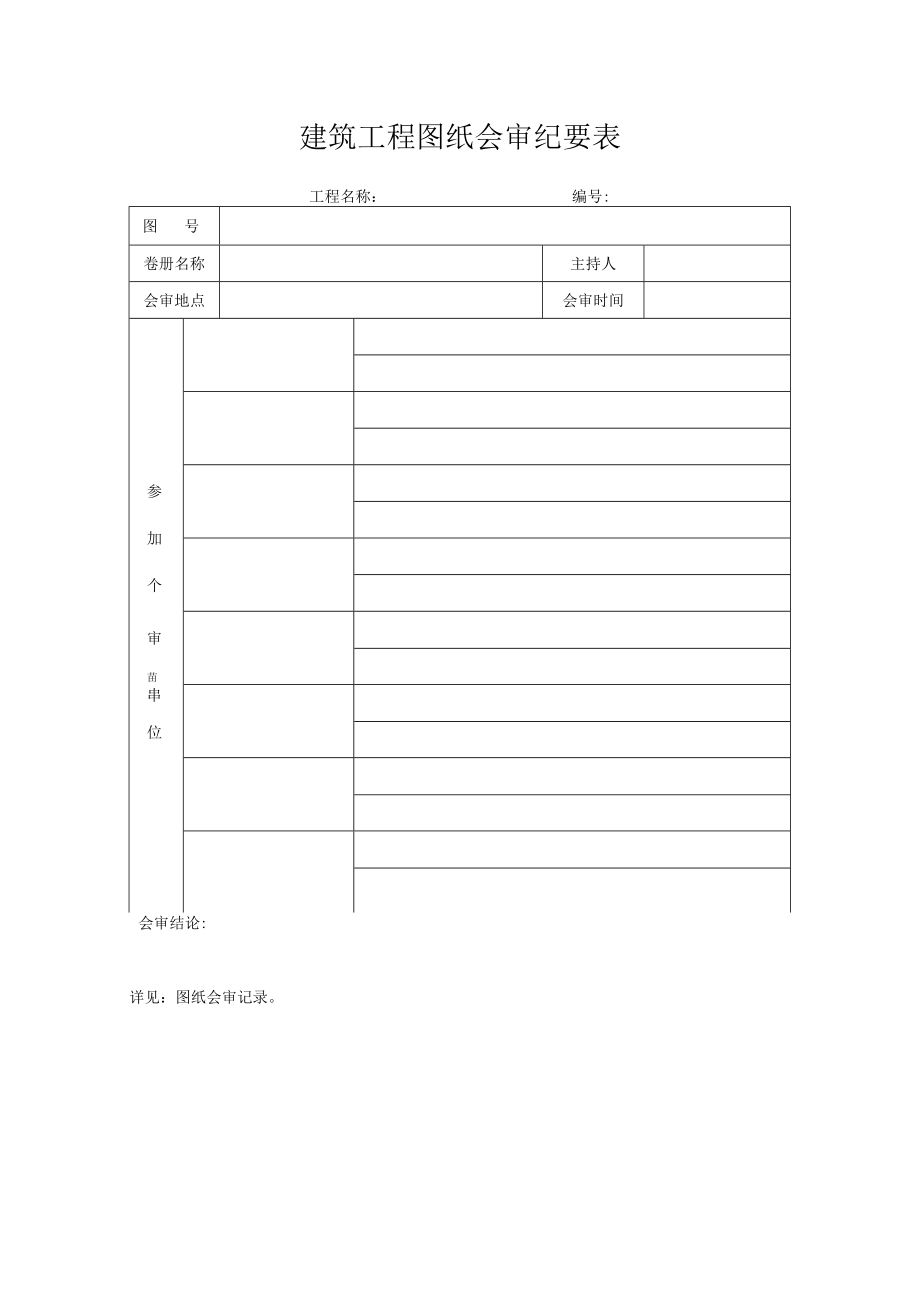 建筑工程图纸会审纪要表.docx_第1页
