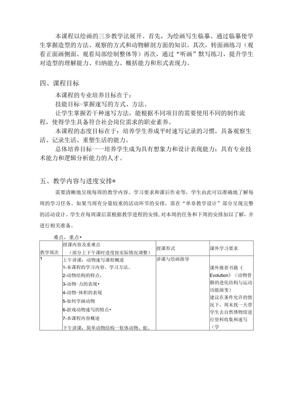 《动物速写基础》课程教学大纲I课程实施细则.docx_第2页