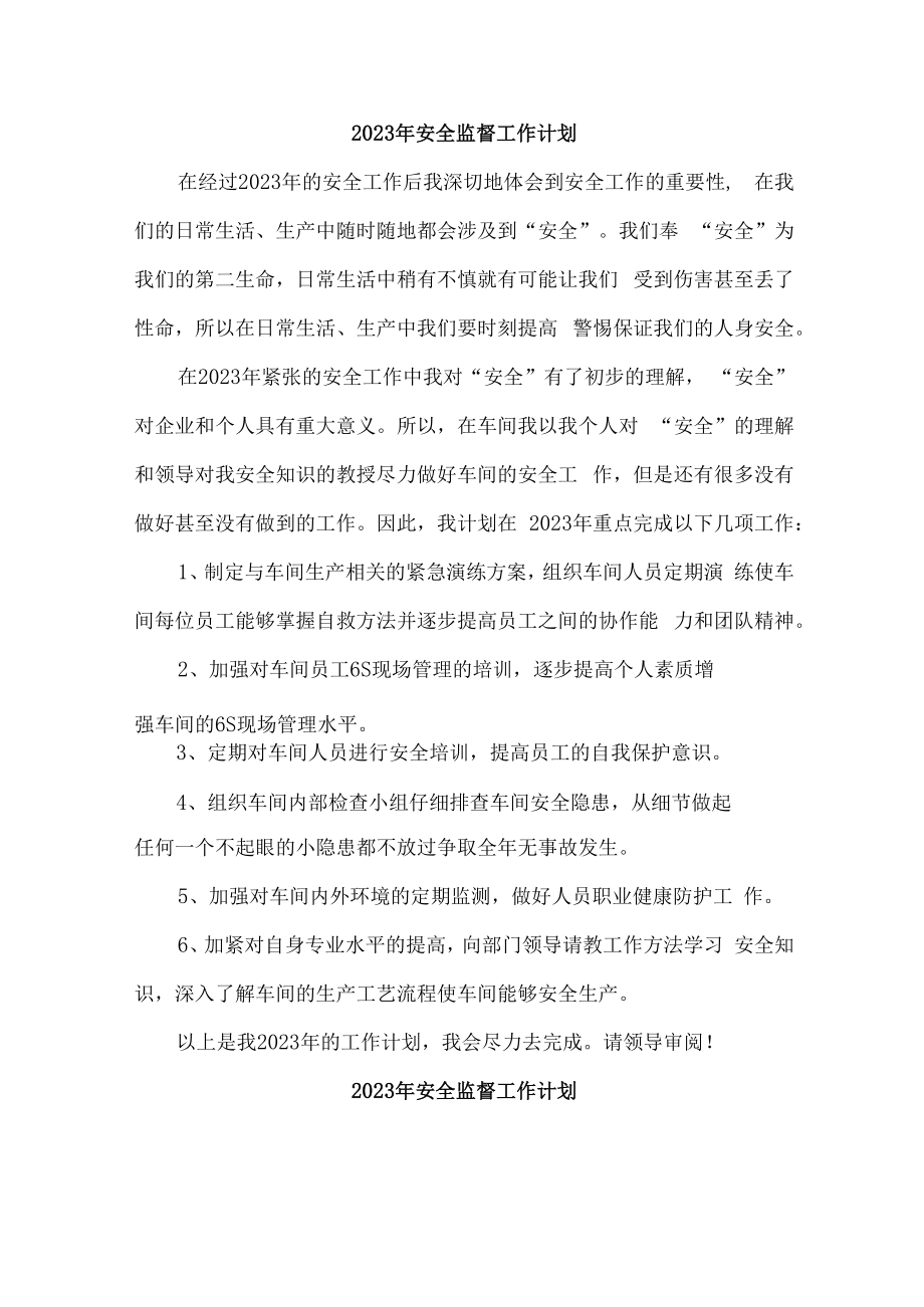 2023年单位安全管理人员监督工作计划.docx_第2页