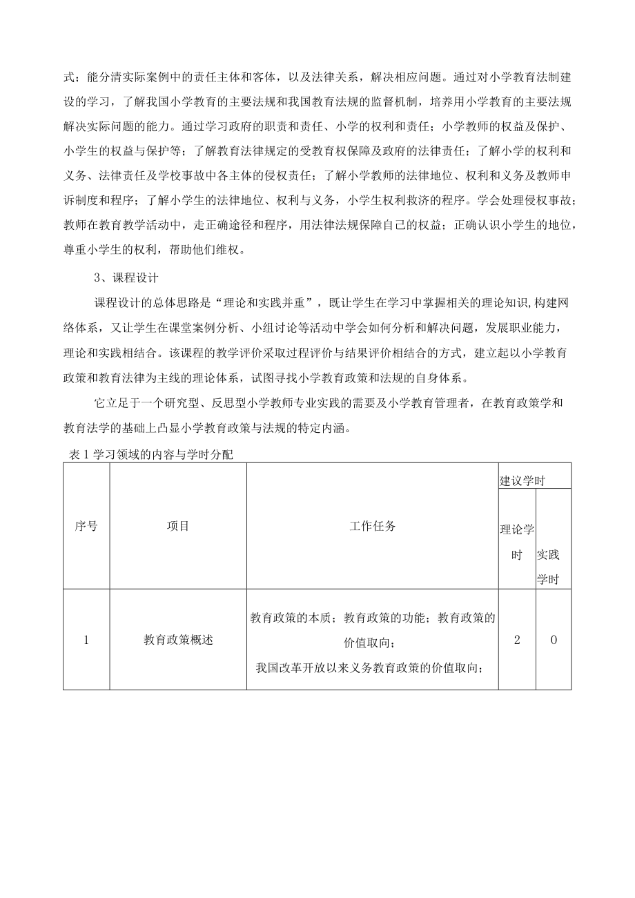 《小学教育法律法规解读》课程标准.docx_第2页