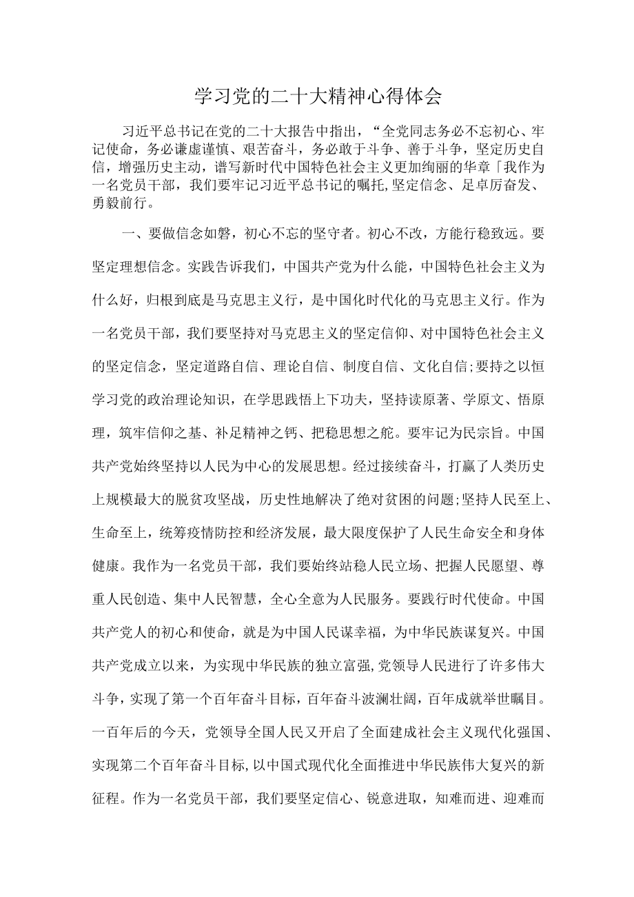 （学习二十大）学习党的二十大精神心得体会 (模板).docx_第1页