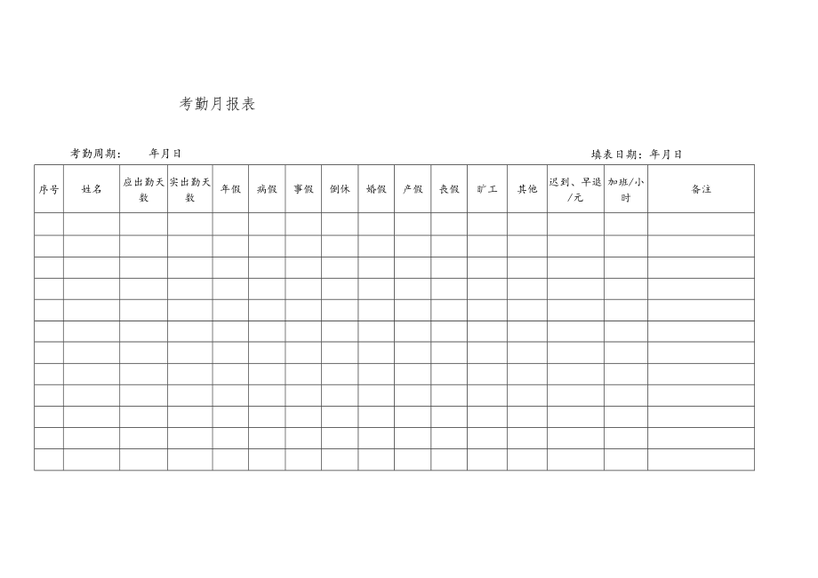 考 勤 月 报 表.docx_第1页