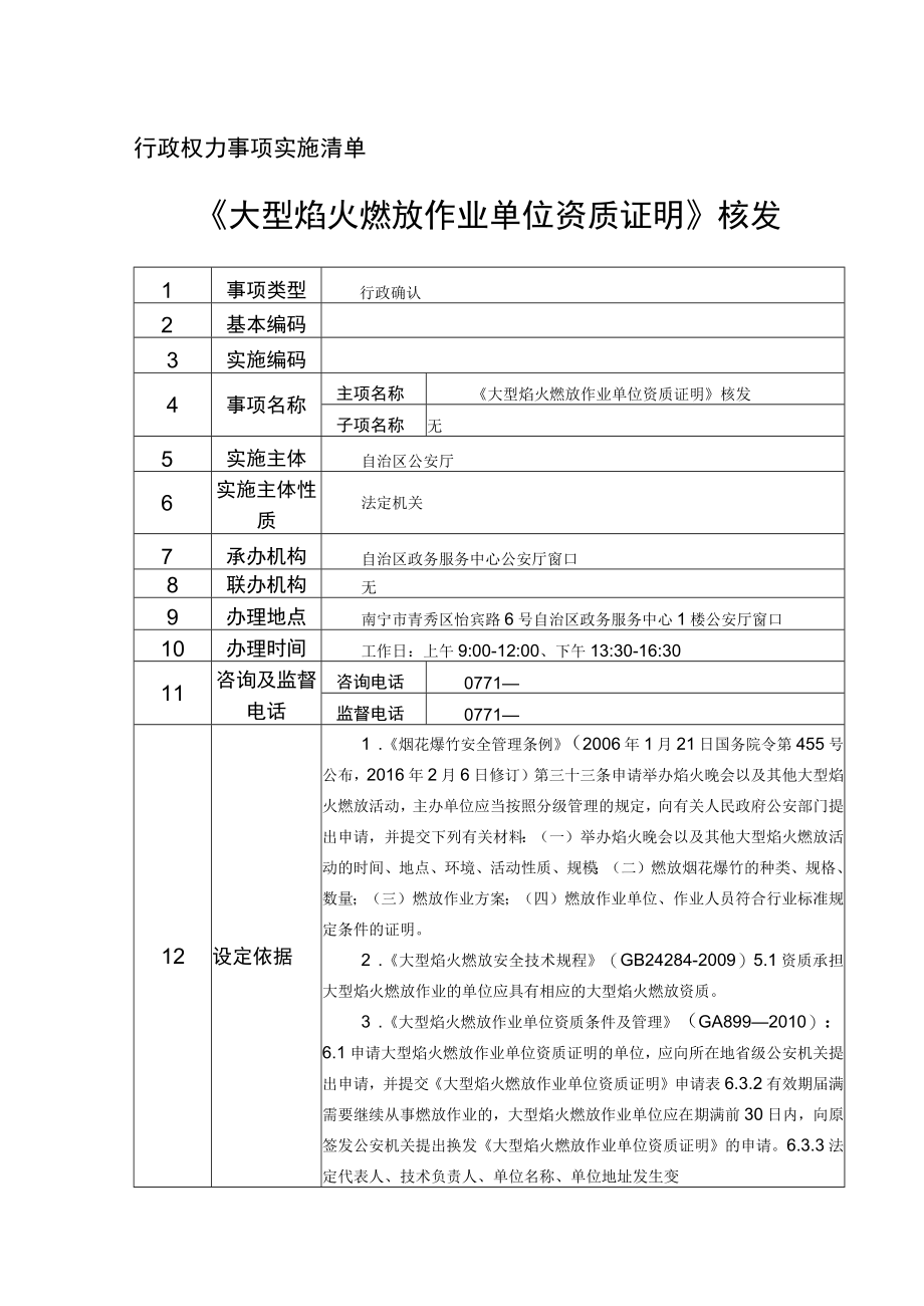 行政权力事项实施清单《大型焰火燃放作业单位资质证明》核发.docx_第1页