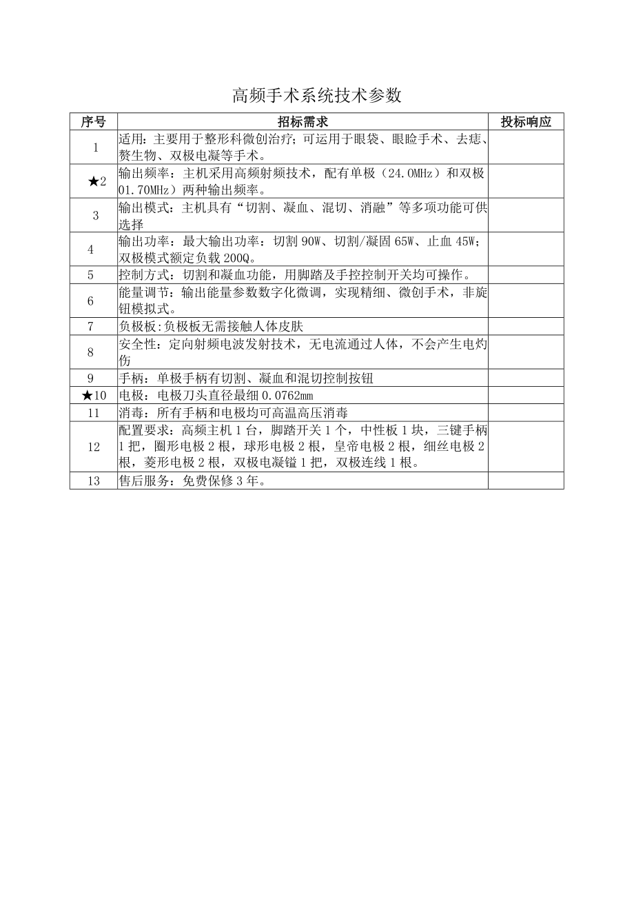 高频手术系统技术参数.docx_第1页