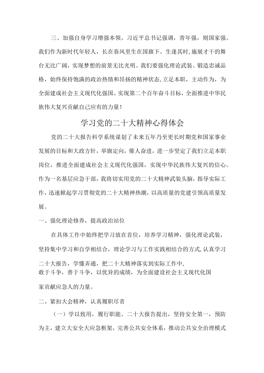 高等学院青年干部组织学习党的二十大精神个人心得体会.docx_第3页