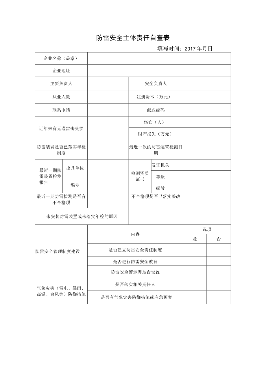 防雷安全主体责任自查表.docx_第1页