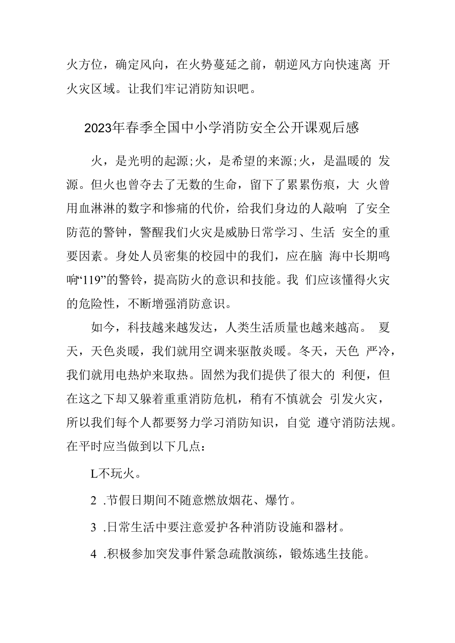 2023年实验小学春季全国中小学消防安全公开课观后感 新编3份.docx_第3页