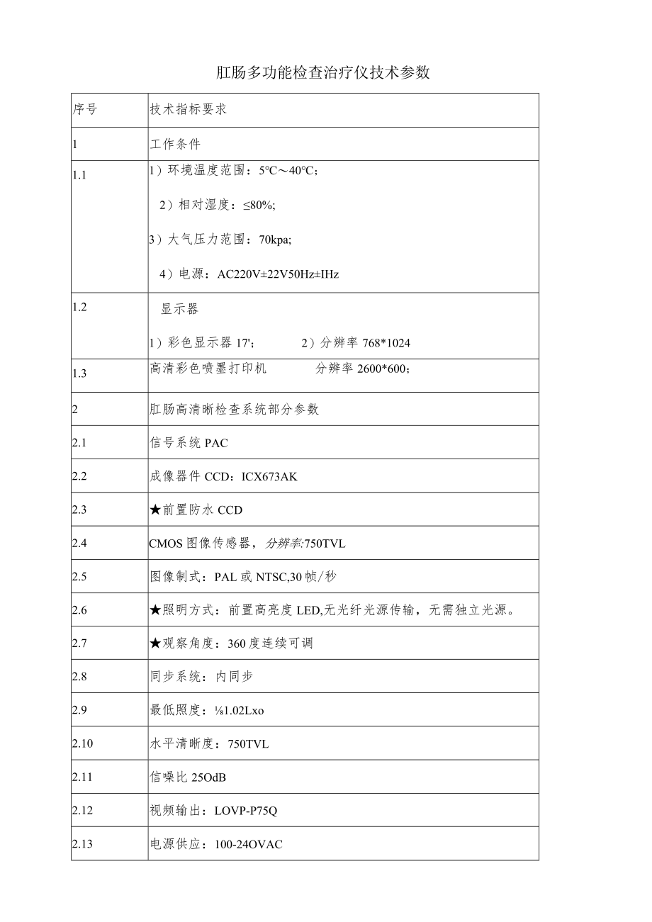 肛肠多功能检查治疗仪技术参数.docx_第1页