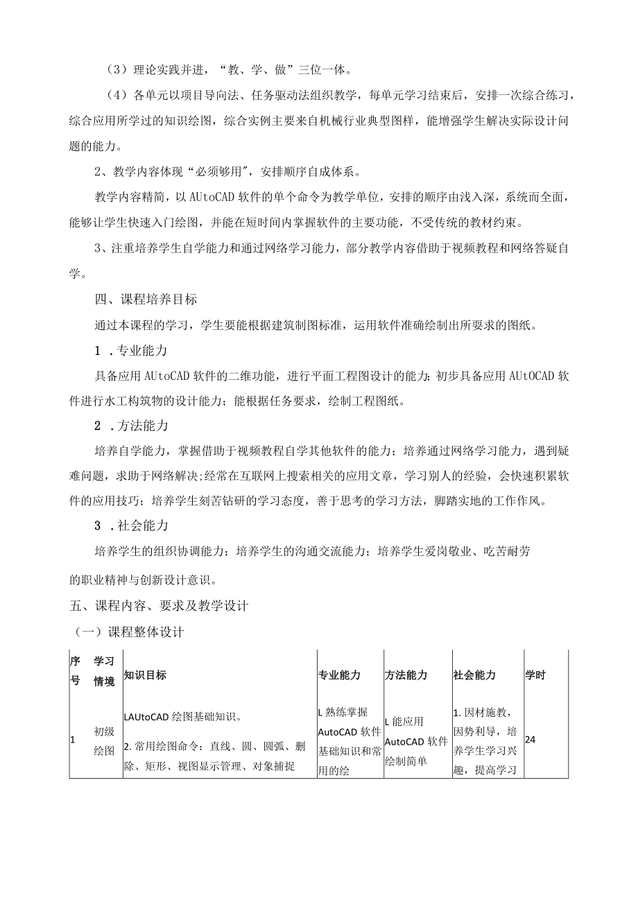 《水利工程CAD》课程标准.docx_第2页