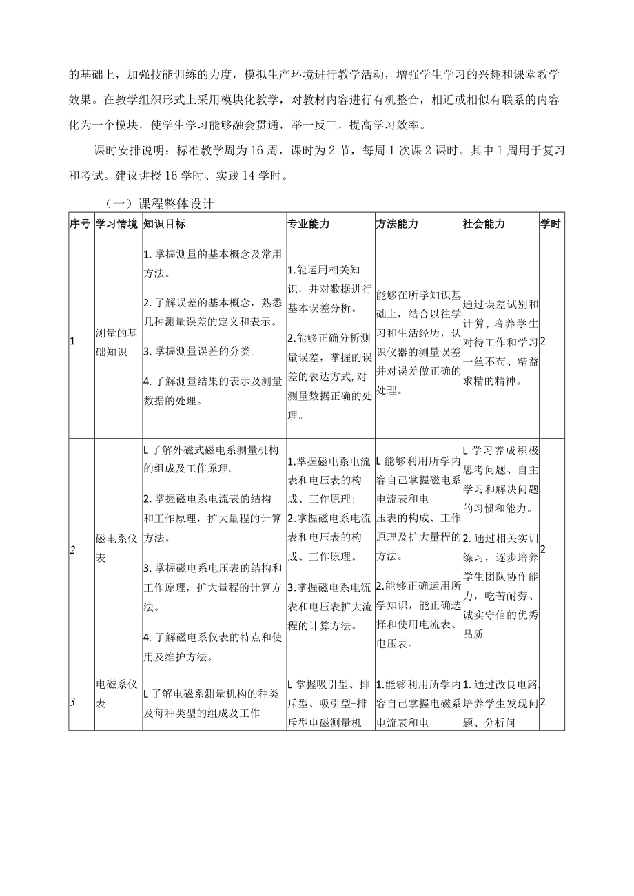 《电工仪表与测量》课程标准.docx_第3页